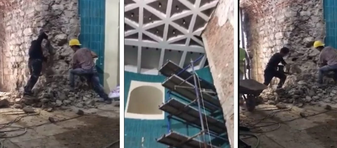 Τούρκοι ρίχνουν με ηλεκτρικό τρυπάνι τον Πύργο του Γαλατά (βίντεο)